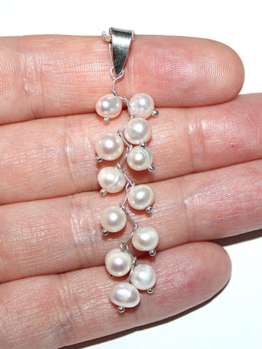Sterling Silver Cultured Pearl Necklace 16 Inches - Picture 5 of 5